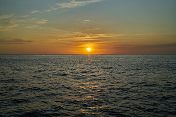 Sunset offshore in the Pacific Ocean