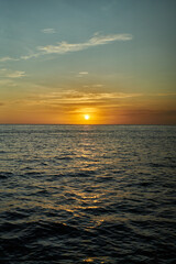 Sunset offshore in the Pacific Ocean