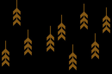 Vertical of geometric pattern. Design leaf gold on black background. Design print for illustration, texture, textile, wallpaper, background. Set 10