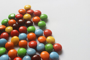 colorfull chocolate candies with white background