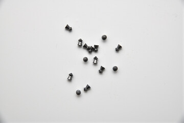 Airgun pellets on white background