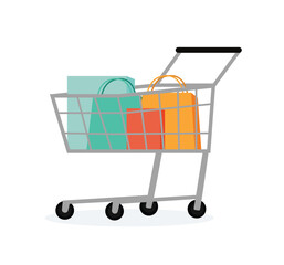 Shopping cart isolated vector illustration	
