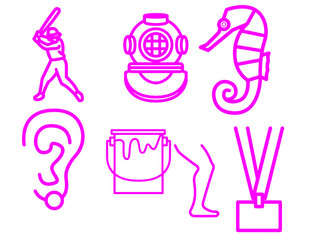 Different icons for different things, sports, work, hobbies leisure