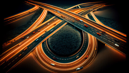 Expressway top view, Road traffic an important infrastructure