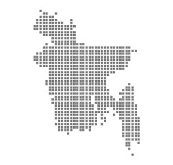 Fototapeta na wymiar Pixel map of Bangladesh. dotted map of Bangladesh isolated on white background. Abstract computer graphic of map.