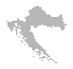 Pixel map of Croatia. dotted map of Croatia isolated on white background. Abstract computer graphic of map.