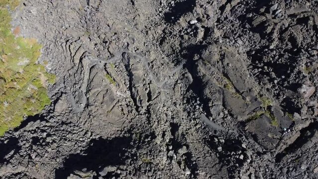aerial view of a volcanic rock road in Chile