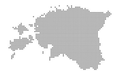 Fototapeta na wymiar Pixel map of Estonia. dotted map of Estonia isolated on white background. Abstract computer graphic of map.