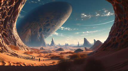 alien planet lanscape created with Generative AI technology