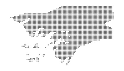 Pixel map of Pixel map Guinea Bissau. dotted map of Guinea  isolated on white background. Abstract computer graphic of map.