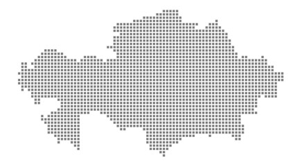 Pixel map of Kazakhstan. dotted map of Kazakhstan isolated on white background. Abstract computer graphic of map.