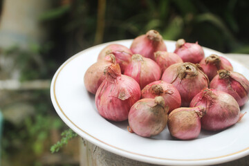red onions on a white plate