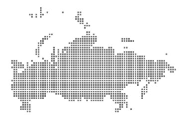 Pixel map of Russia. dotted map of Russia isolated on white background. Abstract computer graphic of map.