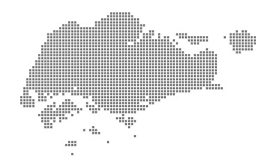 Fototapeta na wymiar Pixel map of Singapore. dotted map of Singapore isolated on white background. Abstract computer graphic of map.