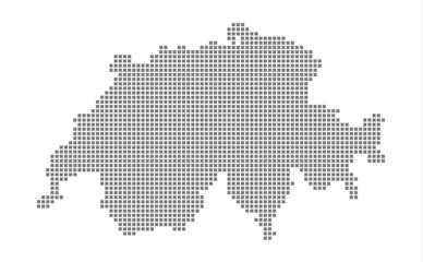 Pixel map of Switzerland. dotted map of Switzerland isolated on white background. Abstract computer graphic of map.