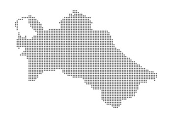 Pixel map of Turkmenistan. dotted map of Turkmenistan isolated on white background. Abstract computer graphic of map.