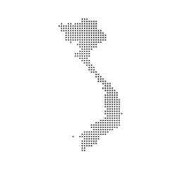 Pixel map of Vietnam. dotted map of Vietnam isolated on white background. Abstract computer graphic of map.