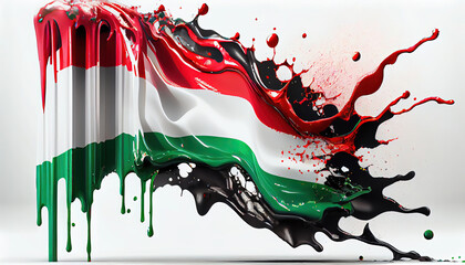 Bulgaria Country Flag Colors of Liquid Oil Paint Splashing and Exploding on White Backdrop AI Generative