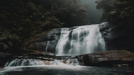 Obraz premium Beautiful waterfal park computer wallpaper, generative ai