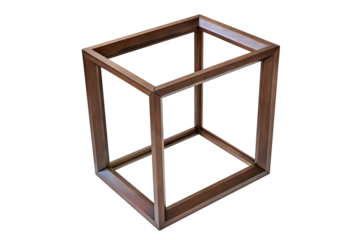 Wooden frame of bedside table made of solid walnut isolated on white background closeup. Joinery angular joint of planks on dowels