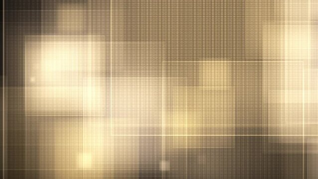 Glowing square lines. Digital futuristic hi tech animation suited for broadcast, commercials and presentations. 4k, Complex sci-fi yellow and dark colored background.