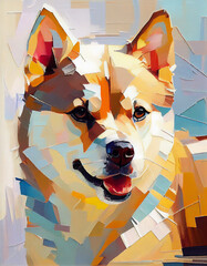 Abstract Oil Paint Inspired Illustration of a Dog. Generative ai