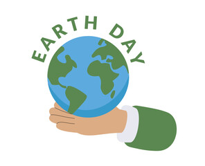 earth day vector icon. earth day celebration. cartoon hand holding earth symbol