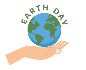 earth day vector icon. hand holding earth symbol