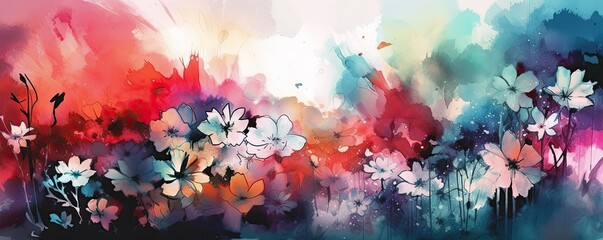 Spring Flowers Splash Art Generative AI