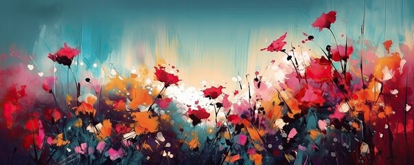 Obraz na płótnie Canvas Spring Flowers Splash Art Generative AI