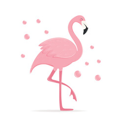Pink flamingo. On a white background. Vector illustration