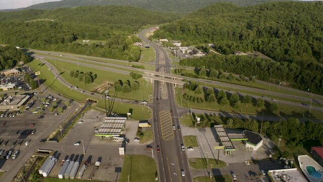 aerial view of highway