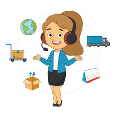 Logistic manager infographic delivery cargo