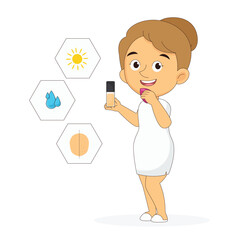 Young woman doing makeup. illustrations.