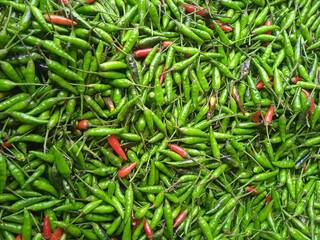green cayenne pepper in traditional market