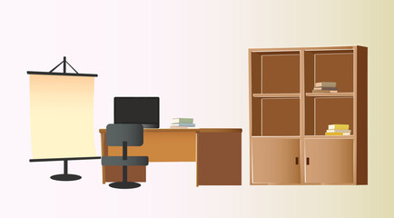 illustration of a office interior, Interior office room 