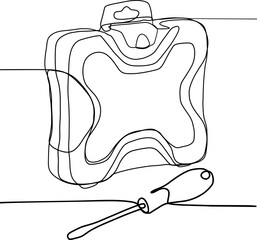 Pliers for craftsmen. Tools on a black and white background. Pliers, articulated tool. Hand tools for different types of material. One line drawing. Clamping and gripping with a rubbing tools.