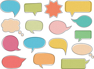 Blank colored speech bubbles with black frames