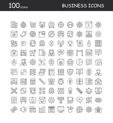 100 Strocked Business Icons with Ai file.