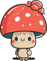 Free vector cute red mushroom