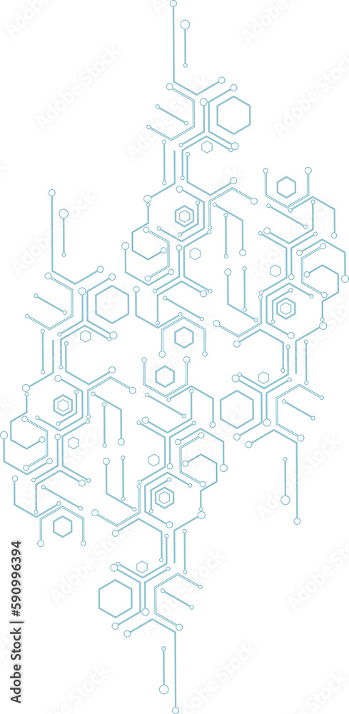 Poster abstract blue computer technology background with hexagon circuit board and circle tech.illustration