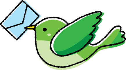 手紙をくわえて飛ぶ鳥