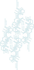Abstract blue computer technology background with hexagon circuit board and circle tech.illustration for elements