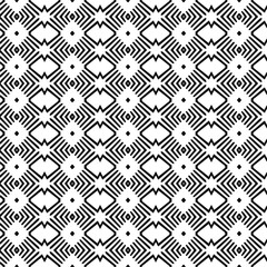 Vector geometric ornament in ethnic style. Seamless pattern with  abstract shapes. Black and white geometric  wallpaper. Repeating pattern for decor, textile and fabric.Abstraction art.