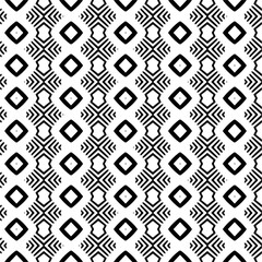 Vector geometric ornament in ethnic style. Seamless pattern with  abstract shapes. Black and white geometric  wallpaper. Repeating pattern for decor, textile and fabric.Abstraction art.