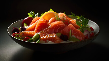 Freshly Prepared Sashimi for Gourmet Japanese Seafood Enthusiasts, Food Photography. Generative AI