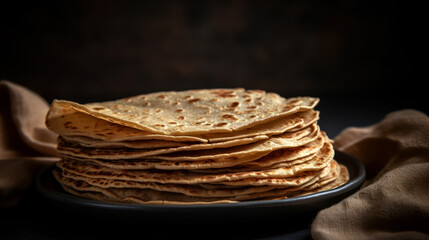 Satisfy Your Cravings with Freshly Baked Roti, Indian Cuisine. Food Photography. Generative AI