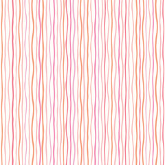 Striped pattern background. Vector seamless repeat pattern of hand drawn wavy organic boho fine vertical stripes. 