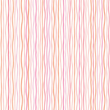 Striped pattern background. Vector seamless repeat pattern of hand drawn wavy organic boho fine vertical stripes. 
