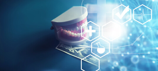 Dentist services concept. Take care of your mouth. Expensive dental center.